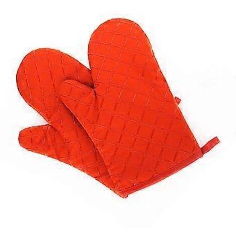 Gants de cuisine en silicone, résistants à la chaleur, rembourrage en coton recyclé, souples et antidérapants, pour la cuisson et la cuisine, 1 paire (orange) (1/3)