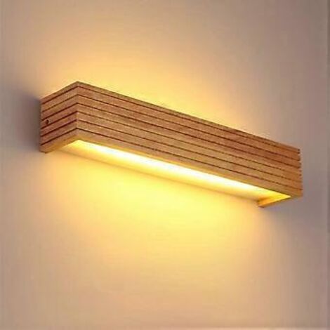 Applique murale LED en bois, éclairage intérieur, lampe à lumière chaude pour chambre, salon, bureau, couloir, 35 cm, lumière chaude (1/4)