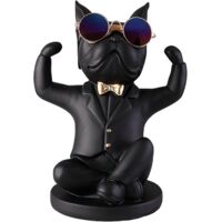 French Bulldog Figurine with Stainless Steel Tray, Table Decora