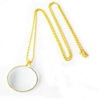 Necklace with 6X Optical Magnifier and 35.4 Inch Gold Chain