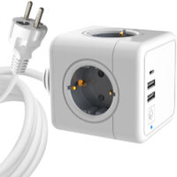 Multiprise Cube USB, multiprise à 3 prises avec 2 ports de charge USB