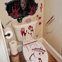 Décoration de toilettes d'Halloween SZTXJ, thème horreur, décoration effrayante, décoration de toilettes pas chère