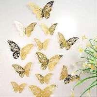 SZTXJ 24pcs 3D Butterfly Wall Stickers 3 Sizes Butterfly Wall Decals Room Wall Decoration for Bedroom Party Wedding Decors(Gold)