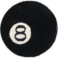 Tapis noir, tapis boule de billard, tapis noir doux et moelleux en forme de boule 8 pour la décoration de la chambre, tapis rond noir pour la décoration du salon 6060