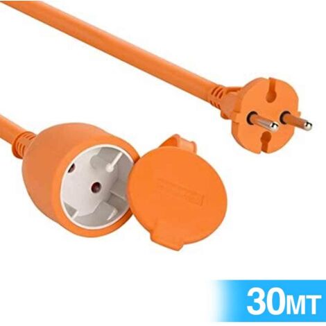 Electraline 01357 Rallonge Prolongateur Gardin 30 mt avec clapet - section 2x1,5 mm² orange (1/5)