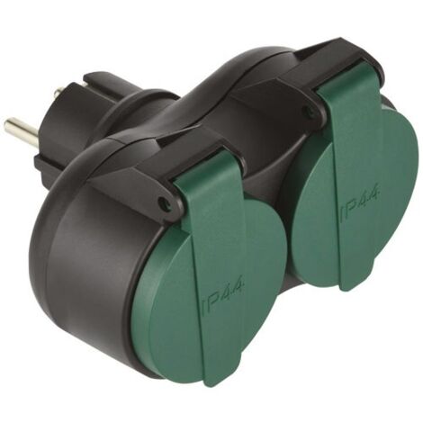 Electraline – Multiprise 2 prises + terre 16A IP44 – Résistante à l'eau et à la poussière – Pour environnements difficiles