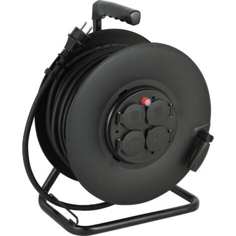 Rallonge Prolongateur électrique IP44 Profesionnelle avec Enrouleur 40M, câble en Caoutchouc H07RN-F 3G2.5mm, 4 Prises 16A, 40 M