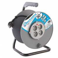 Rallonge Prolongateur électrique 50M, Avec enrouleur 4 Prises 16 A section 3G1,5 mm, Gris