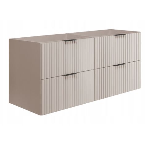 Waschtischunterschrank - 120 cm - Kaschmirfarbe - Modernes Design - Geriffelte Fronten