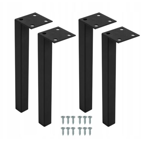 Set aus 4 Möbelfüßen - H-15 cm - Schwarz - Robustes Metall - Industriedesign
