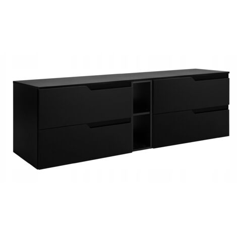 Waschtischunterschrank - 140 cm - Schwarz - Modernes Design - 4 geräumige Schubladen