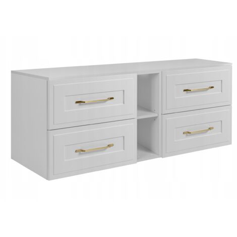 Waschtischunterschrank 140 cm - Weiß - Moderner Stil - Mit Soft Close Schubladen