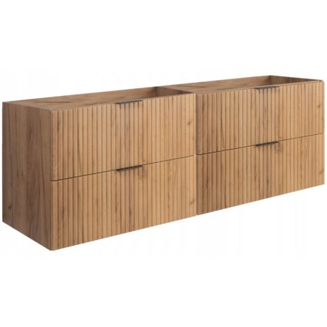 Hängende Waschtischunterschrank - 160 cm - Craft Oak - Modernes Design - Riffles Fronts