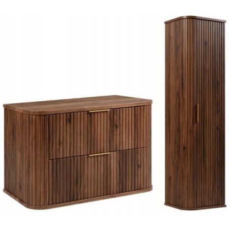Hängende Waschtischunterschrank Hoch - 80,4 cm - Eiche Haselnuss - Modernes Design - Praktisch und elegant