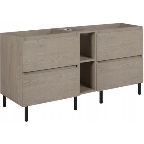 Einfaches Waschtischunterschrank - 140 cm - Eiche Dunkel - Minimalistisch und Praktisch