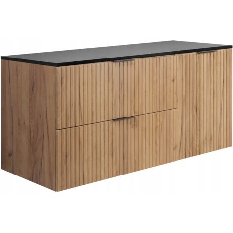 Waschtischunterschrank - 100 cm - Goldene Eiche - Modernes Design - Gestreifte Fronten (1/5)