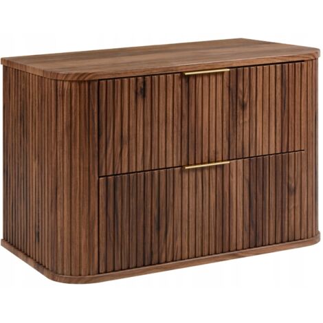 Waschtischunterschrank - 80 cm - Eiche Haselnuss - Modernes Design - 2 Soft Close Schubladen