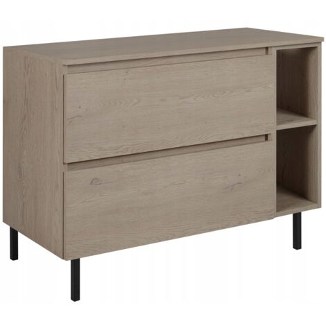 Waschtischunterschrank SIMPLE 80 cm - Dunkle Eiche - Modernes Design - Mit Platte und Regal