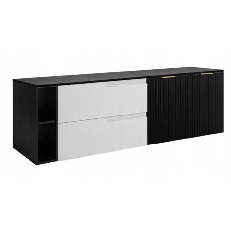 Waschtischunterschrank - 140 cm - Schwarz/Bianco - Modernes Design - Praktisch und elegant