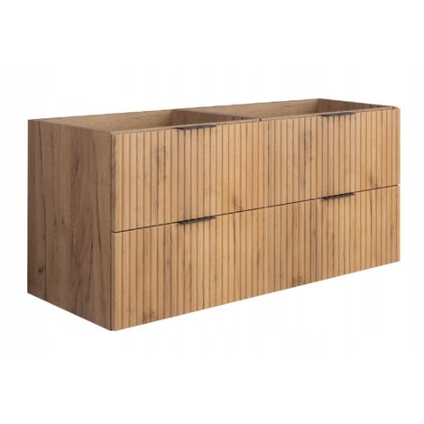 Hängende Waschtischunterschrank - 120 cm - Eiche - Modernes Design - Elegante gerillte Fronten