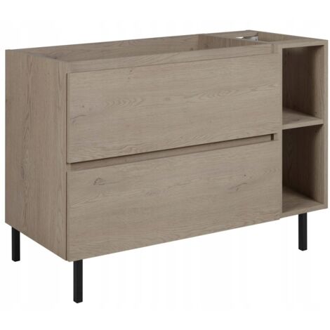 SIMPLE 100 Waschtischunterschrank - Dunkle Eiche - Modernes Design - Mit Schubladen und Regal