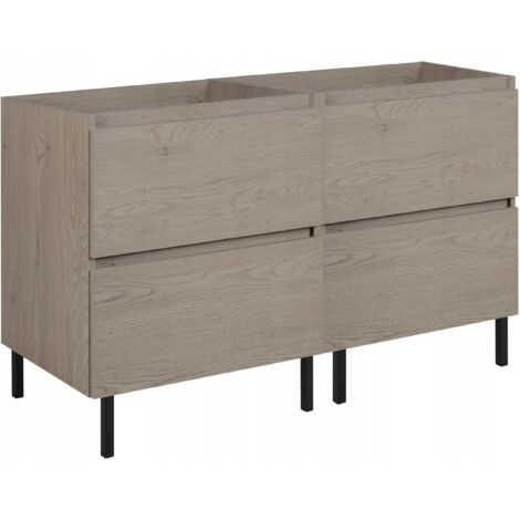 Waschtischunterschrank 120 cm - Dunkle Eiche - Minimalistisches Design - 4 weiche Schubladen