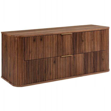 Waschtischunterschrank - 120 cm - Nussbaum - Modernes Design - Gerillte Fronten und weiches Futter
