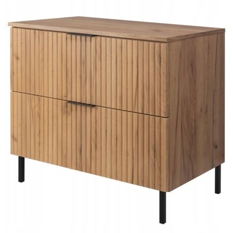 Waschtischunterschrank Flow 80 cm - Golden Oak - Elegant und Praktisch - Soft Close und Modernes Design