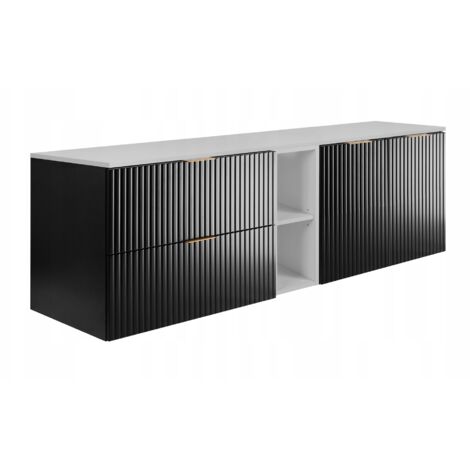 Badezimmer-Set - 160 cm - Schwarz - Modernes Design - Praktische Aufbewahrungsmöglichkeiten