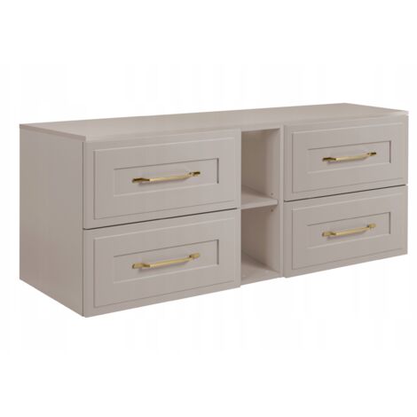 Waschtischunterschrank 140 cm - Kashmir Farbe - Moderner Stil - Mit Soft Close Schubladen