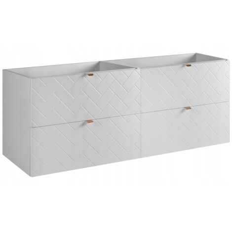 Hängende Waschtischunterschrank - 160 cm - Weiß - Modernes Design - 4 Soft Close Schubladen