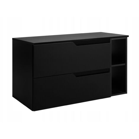 Hängende Waschtischunterschrank - 80 cm - Schwarz - Modernes Design - MDF-Fronten mattiert