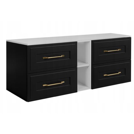 Waschtischunterschrank - 140 cm - Schwarz und Weiß - Modernes Design - Praktisch und elegant