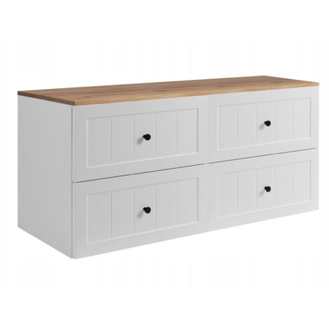 Waschtischunterschrank Gusto - 160 cm - Weiß und Eiche - Elegantes und funktionales Design