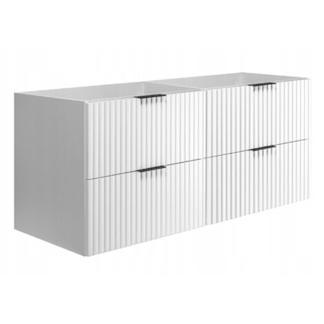 Waschtischunterschrank - 120 cm - Weiß - Modernes Design - Elegante gerillte Fronten