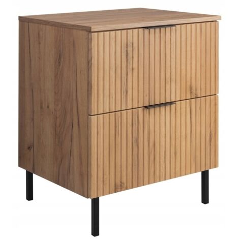 Waschtischunterschrank 60 cm - Goldene Eiche - Modern - Geriffelte Fronten - Soft Close Technologie