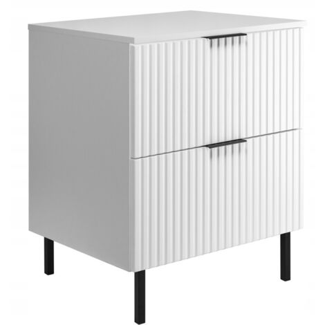 Waschtischunterschrank 60 cm - Weiß - Modernes Design - gerippte Fronten und Soft Close