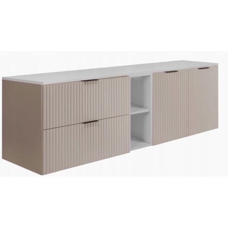 Hängende Waschtischunterschrank - 160 cm - Kashmir - Modernes Design - Riffles Fronts