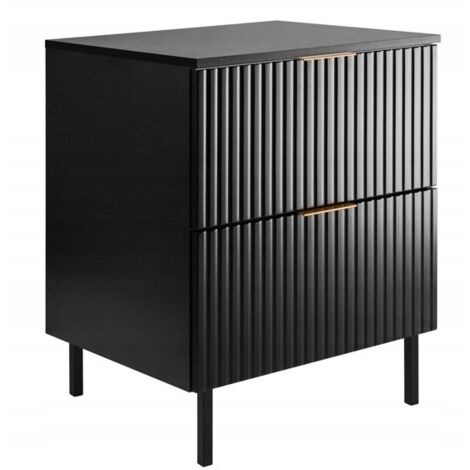 Waschtischunterschrank - 60 cm - Schwarz - Modernes Design - Soft Close und Retro-Elemente