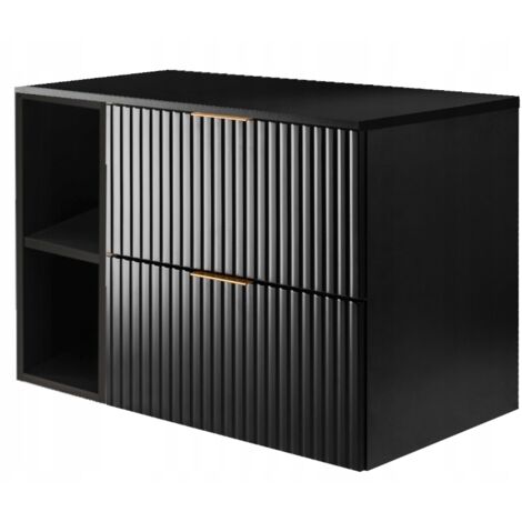 Waschtischunterschrank Flow - 80 cm - Schwarz - Elegant und Praktisch - Soft Close
