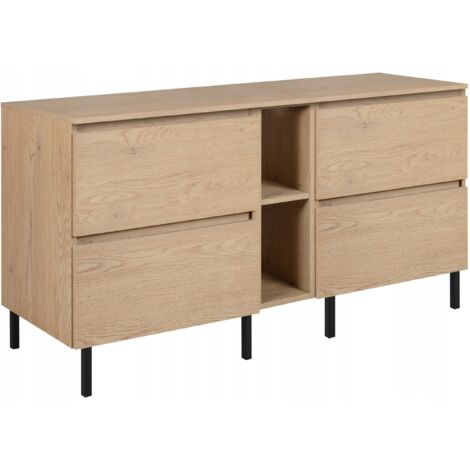 Waschtischunterschrank - 140 cm - Helle Eiche - Modernes Design - 4 praktische Schubladen