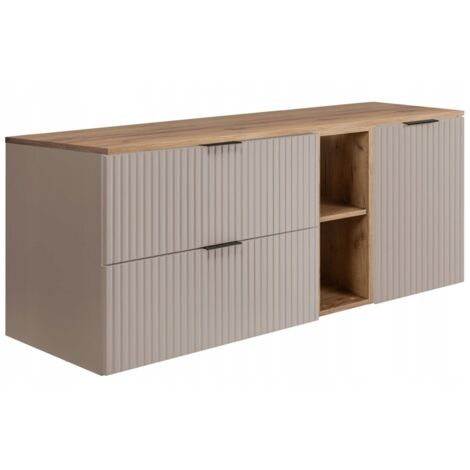 Waschtischunterschrank - 120 cm - Eiche Kashmir - Modernes Design - Soft Close und Platzsparend