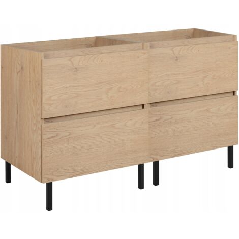Waschtischunterschrank - 120 cm - Eiche Hell Matt - Minimalistisches Design - 4 Schubladen mit Soft Close