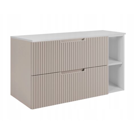 Vena Waschtischunterschrank - 100 cm - Kashmir Weiß - Riffelfronten - Soft Close