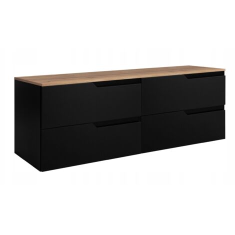 Waschtischunterschrank - 160 cm - Schwarze Eiche - Modernes Design - 4 praktische Schubladen
