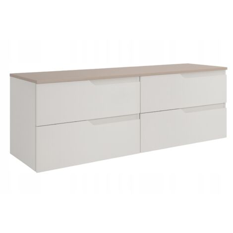 Waschtischunterschrank 160 cm - Kashmir Weiß - Modernes Design - Mit geräumigen Schubladen