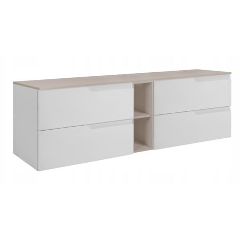 Waschtischunterschrank 140 cm - Kashmir Weiß - Modernes Design - 4 praktische Schubladen