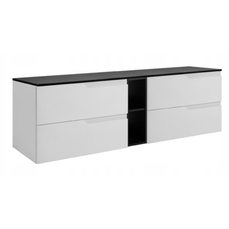 Waschtischunterschrank - 140 cm - Weiß und Schwarz - Modernes Design - Optimaler Stauraum