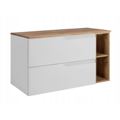 Waschtischunterschrank - 80 cm - Weiße Eiche - Modernes Design - MDF-gefüttert