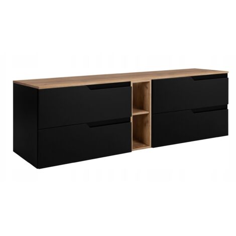 Waschtischunterschrank - 180 cm - Schwarze Eiche - Modernes Design - 4 Soft Close Schubladen